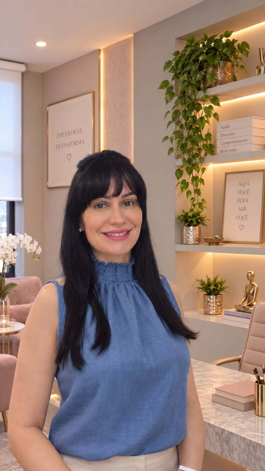 Carolina Calmon, psicóloga clínica, em seu consultório